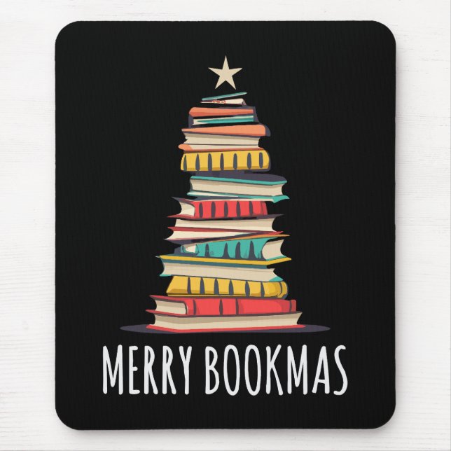 Books Christmas Tree Merry Bookmas Mouse Mat (Front)