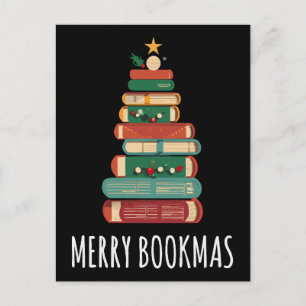 Books Christmas Tree Merry Bookmas Postcard