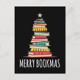 Books Christmas Tree Merry Bookmas Postcard