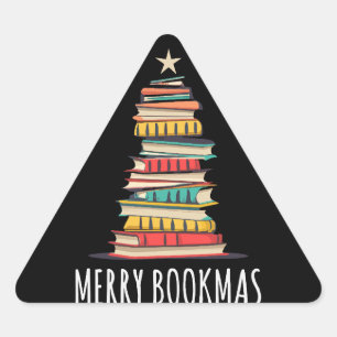 Books Christmas Tree Merry Bookmas Triangle Sticker