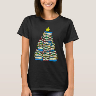 Books Christmas Tree Reading Xmas Teacher Libraria T-Shirt