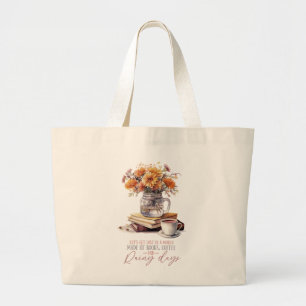 Books, Coffee and Rainy Days Large Tote Bag