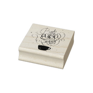Books Coffee And You Makes Me Happy Rubber Stamp
