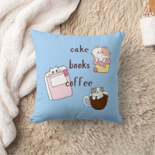 Books Coffee Cats Cushion