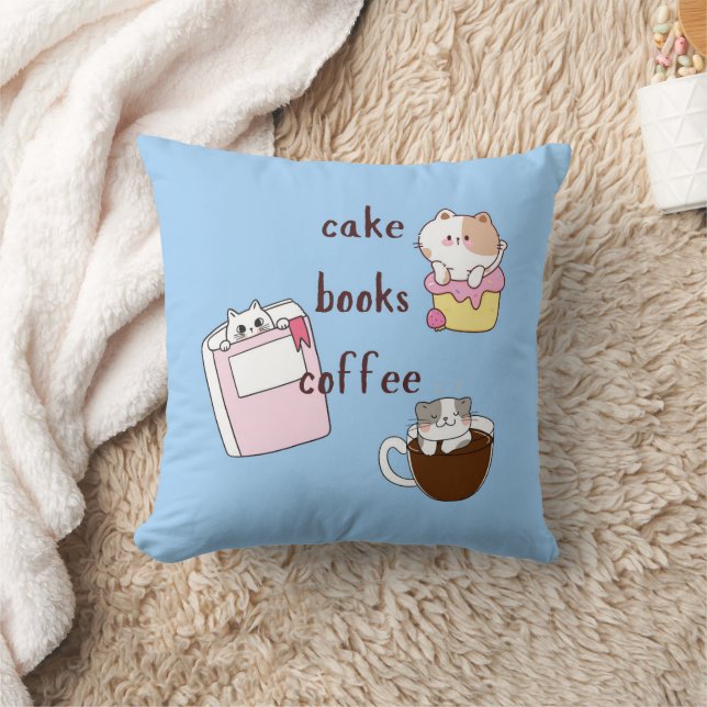 Books Coffee Cats Cushion (Blanket)