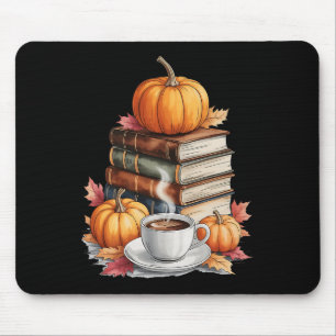Books Coffee Fall Leaves And Pumpkins Vintage Libr Mouse Mat