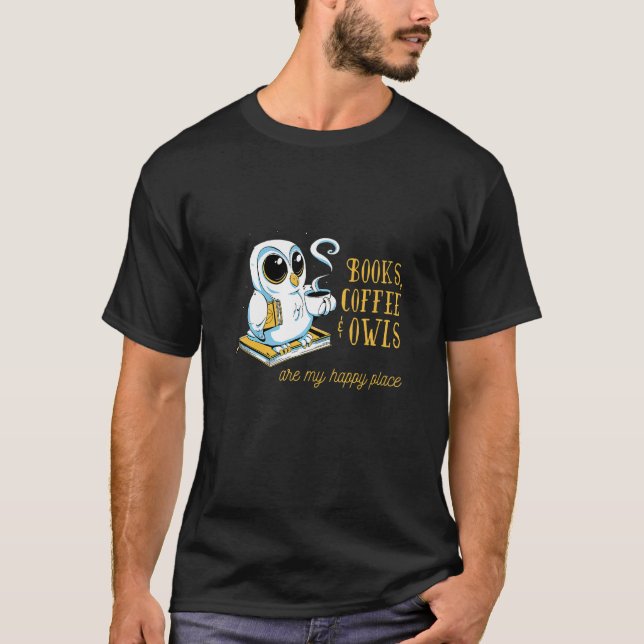 books coffee owls read T-Shirt (Front)