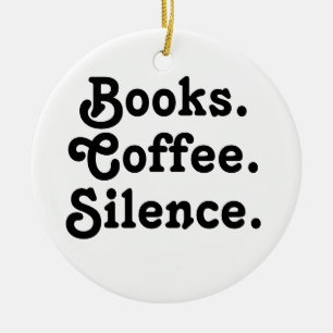 “Books. Coffee. Silence." Minimalist Ceramic Tree Decoration