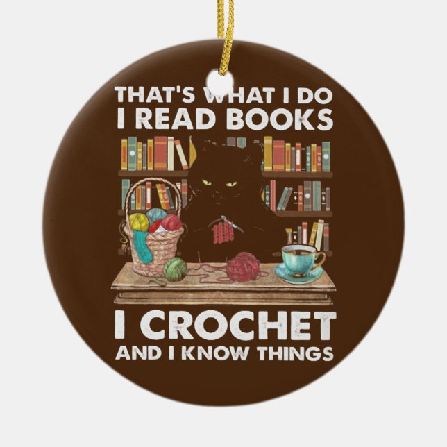 Books Crochet  Ceramic Tree Decoration (Front)