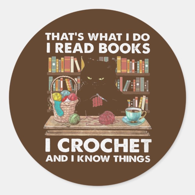 Books Crochet  Classic Round Sticker (Front)