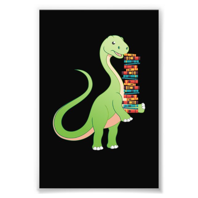 Books Dino Reading Book Literature Photo Print (Front)