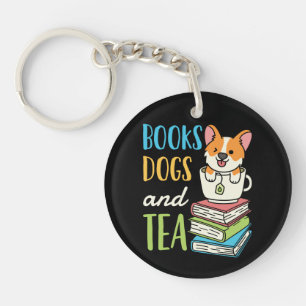 Books Dogs and Tea Key Ring