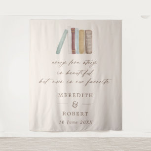 Books Every Love Story Wedding Ceremony Backdrop Tapestry