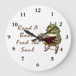 Books Feed The Soul Wise Owl Large Clock
