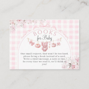books Floral Bow Pink Pumpkin Girl Baby Shower Enclosure Card