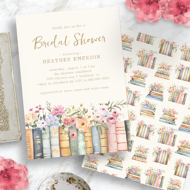 Books Floral Bridal Invitation (Books Floral Bridal Invitation
)