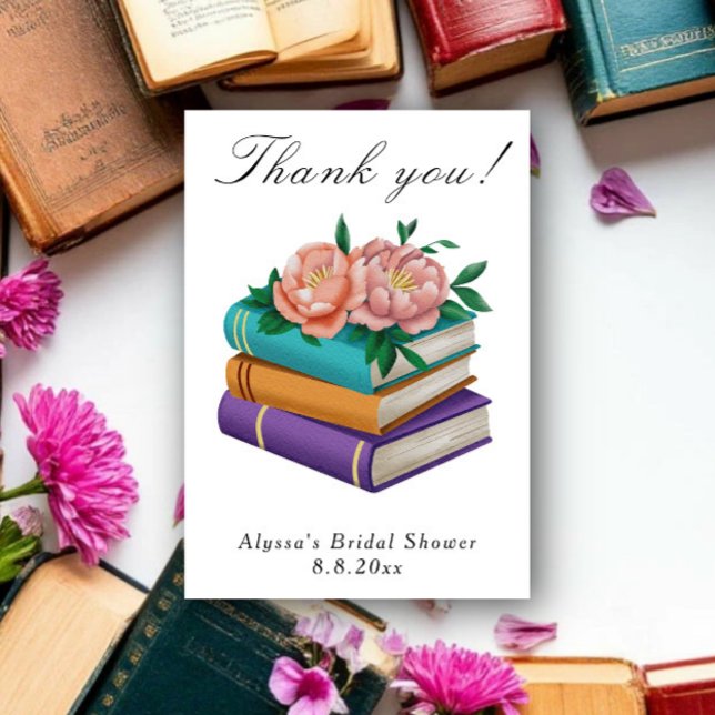 Books Floral Bridal Shower Thank you Card (Creator Uploaded)