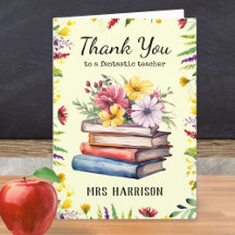 Books Flowers Pretty Personalised Teacher