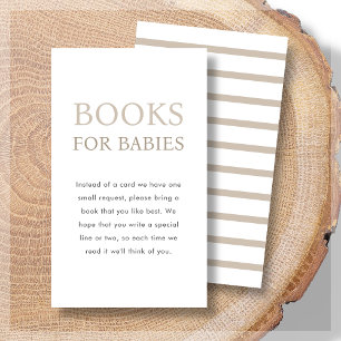 Books for Babies   Beige Neutral Twin Baby Shower  Enclosure Card