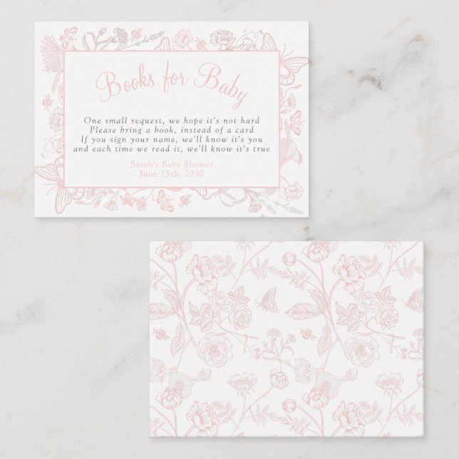 Books for Baby A Little Butterfly Pink Baby Shower Enclosure Card (Front/Back)