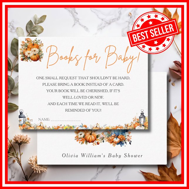 BOOKS FOR BABY A Little Pumpkin Fall Autumn Enclosure Card (A Little Pumpkin is on the Way Fall Autumn Floral BOOKS FOR BABY Enclosure Card )