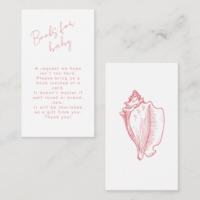 Books For Baby Baby Chic Pink Seashell Baby Shower Enclosure Card (Front/Back)