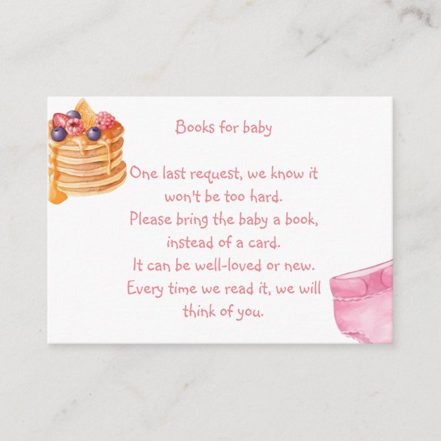 Books for baby, baby girl shower enclosure card (Front)