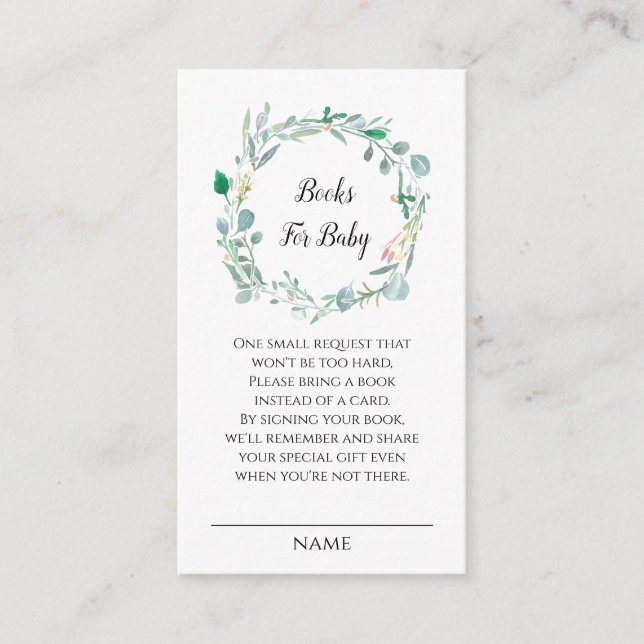 Books For Baby Baby Shower Floral Enclosure Card (Front)