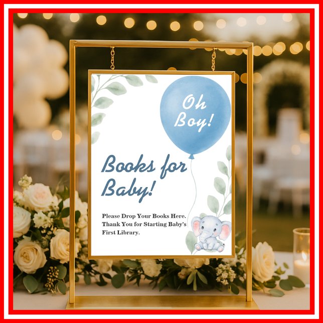 Books for Baby Balloon Elephant Baby Shower SIGN (Creator Uploaded)