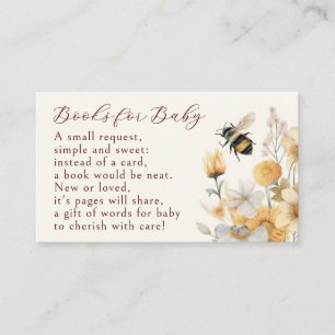 Books For Baby Bee Wildflower Floral Baby Shower Enclosure Card