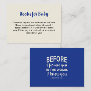 Books for Baby Bible Verse Baby Shower Blue Enclosure Card