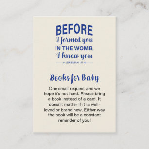 Books for Baby Bible Verse Baby Shower Blue Enclosure Card