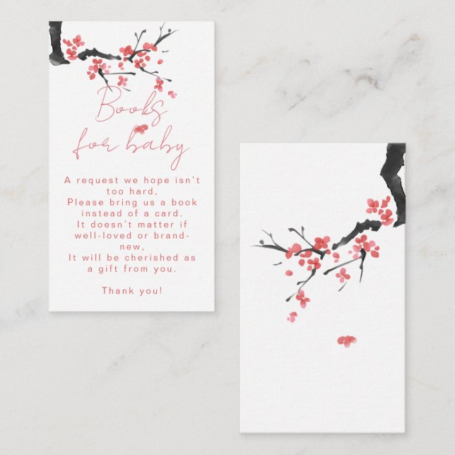 Books for Baby Blooming Pink Blossom Baby Shower Enclosure Card (Front/Back)
