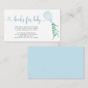 Books for Baby Blue Balloon Eucalyptus Foliage Enclosure Card
