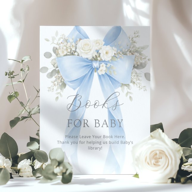 Books for baby Blue Coquette Bow Baby Shower Poster (Creator Uploaded)
