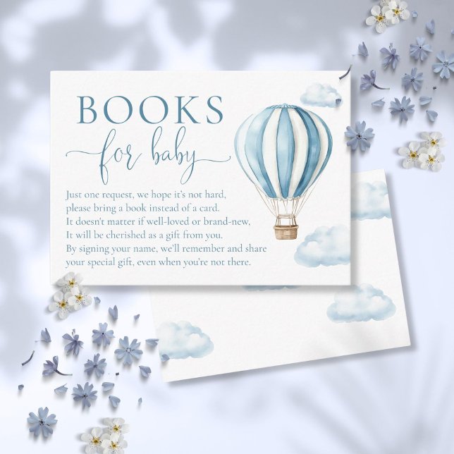 Books For Baby Blue Hot Air Balloon Baby Shower Enclosure Card (Books For Baby Blue Hot Air Balloon Baby Shower Enclosure Card)