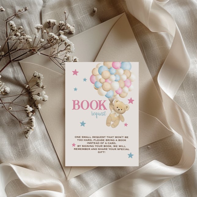 Books for Baby Blue Pink Sand Teddy Bear Balloons  Enclosure Card (Creator Uploaded)