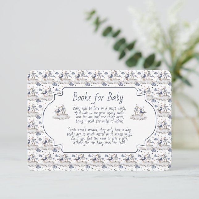 Books for Baby Blue Seagull Seashells Enclosure Card (Standing Front)