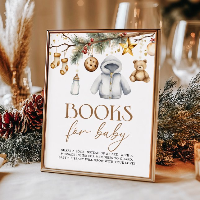 Books for Baby Boho Christmas Holiday Baby Shower Poster (Creator Uploaded)