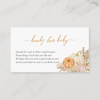 Books For Baby Boho Floral Pumpkin Baby Shower Enclosure Card