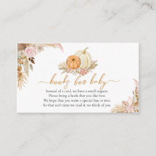 Books For Baby Boho Floral Pumpkin Baby Shower Enclosure Card