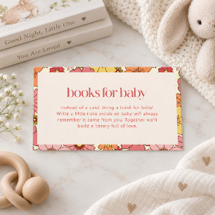Books for Baby Boho Retro Groovy Floral Pink Girl Enclosure Card