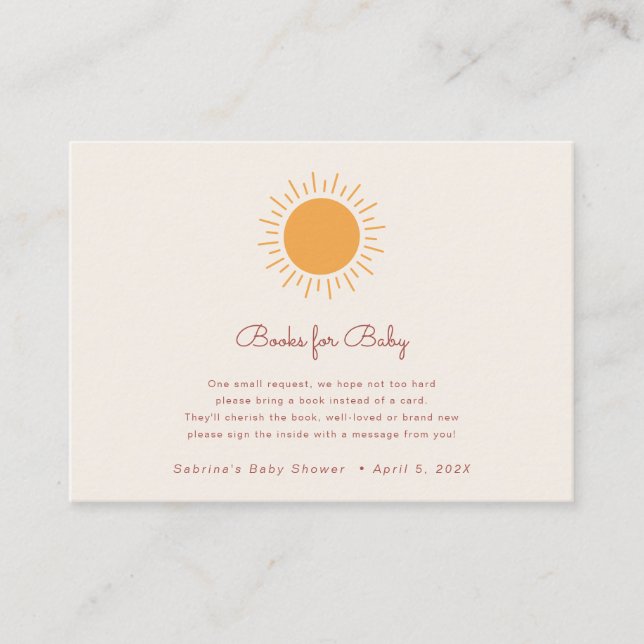 Books for Baby | Boho Sunshine  Enclosure Card (Front)
