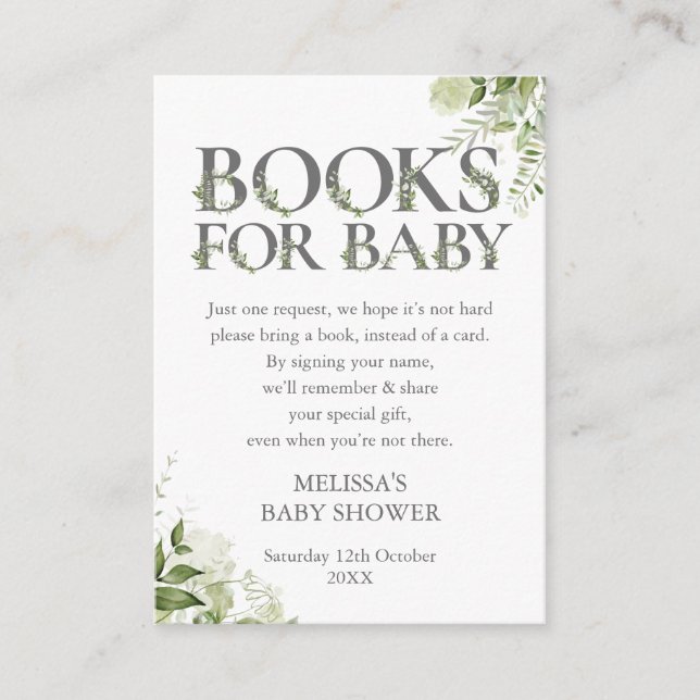 Books For Baby Book Request Baby Shower Enclosure Card (Front)