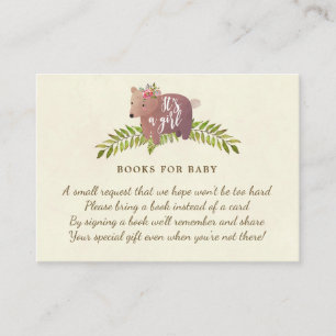 books for baby book request card cute bear girl