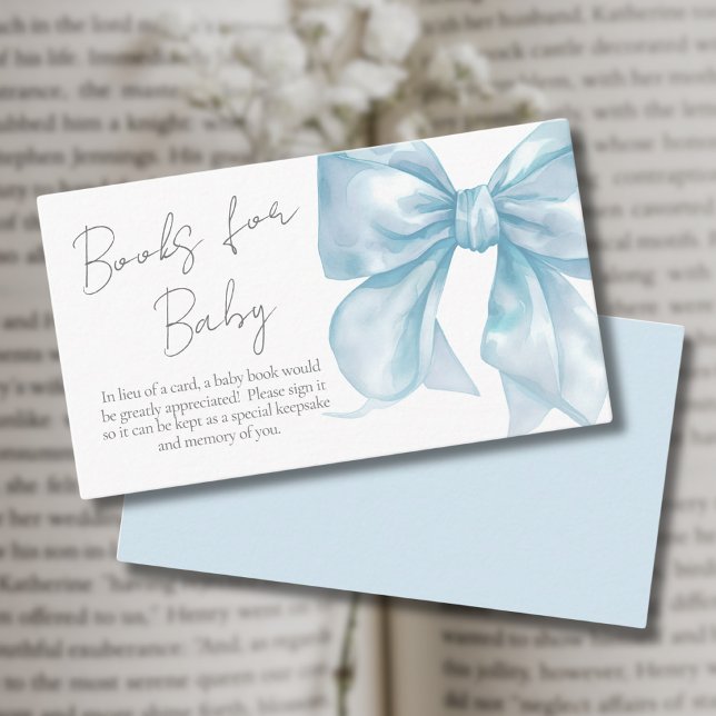 Books For Baby Bow Baby Shower Enclosure Card (Books For Baby Blue Bow Baby Shower Enclosure Card )