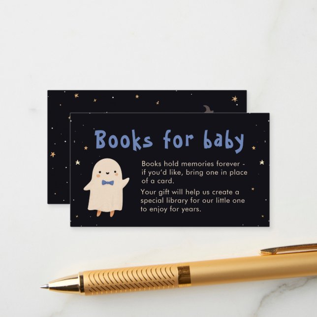 Books for Baby Boy Cute Spooky Halloween Ghosts  Enclosure Card (Front/Back In Situ)