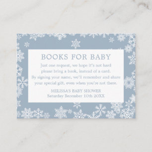 Books For Baby Boy Winter Baby Shower Dusty Blue Enclosure Card