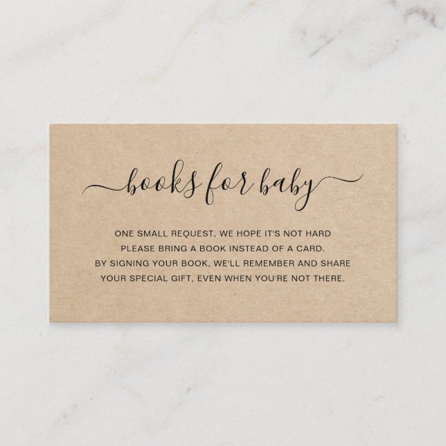 Books for Baby Brown Gender Neutral Baby Shower Enclosure Card (Front)