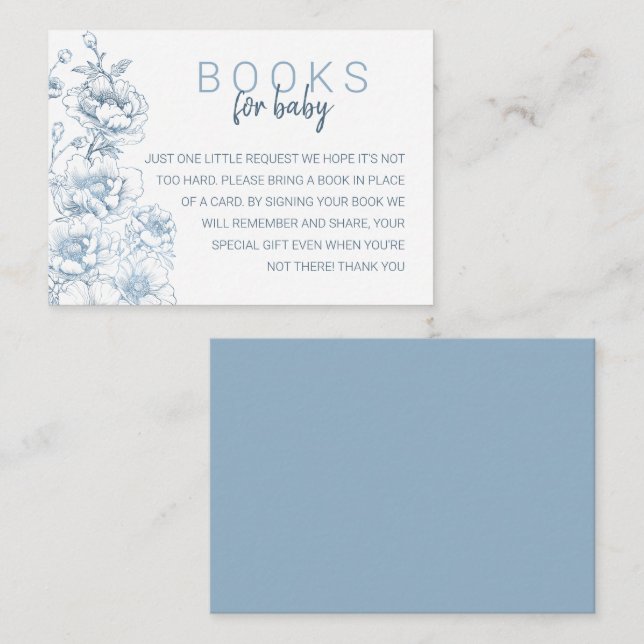 Books for Baby Card – Dusty Blue Floral Enclosure (Front/Back)
